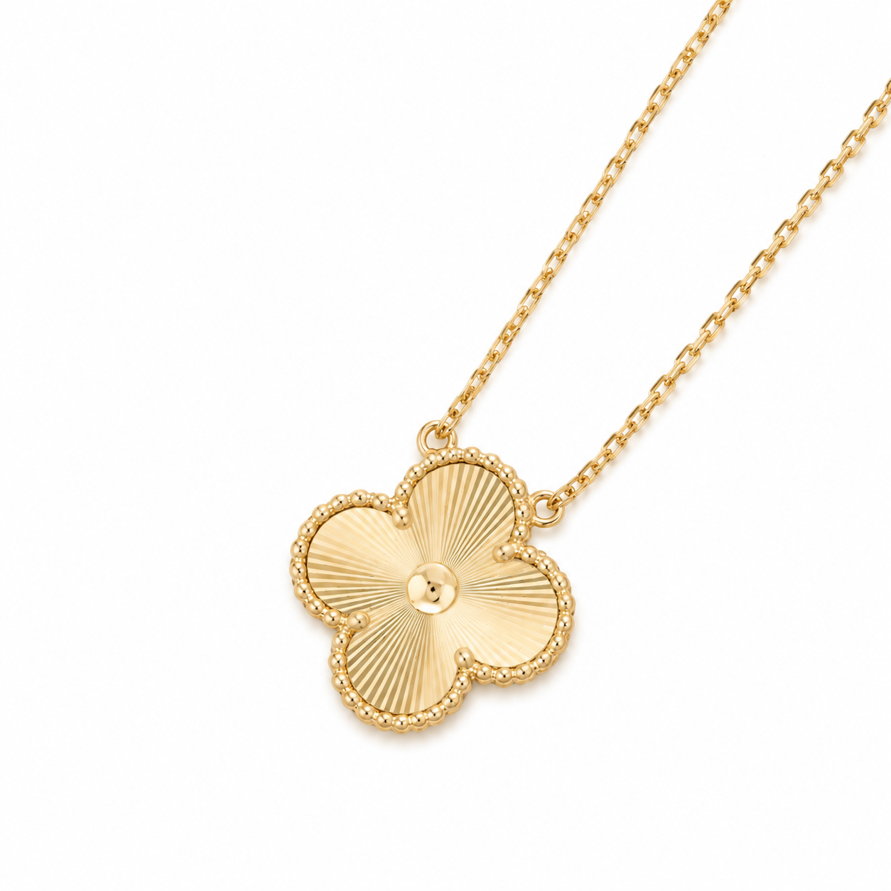 925 Silver, Clover Leaf Necklace, 18K Gold Plated, 1 Motif