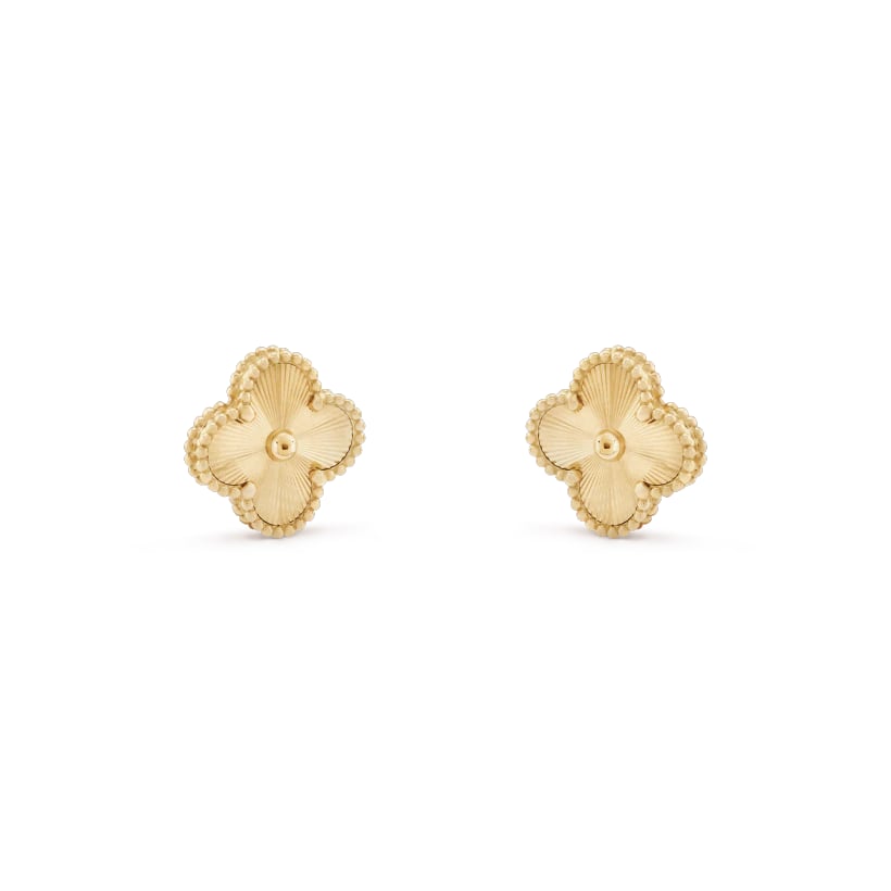 Clover Leaf Earrings, 925 Silver, 18K Gold Plated