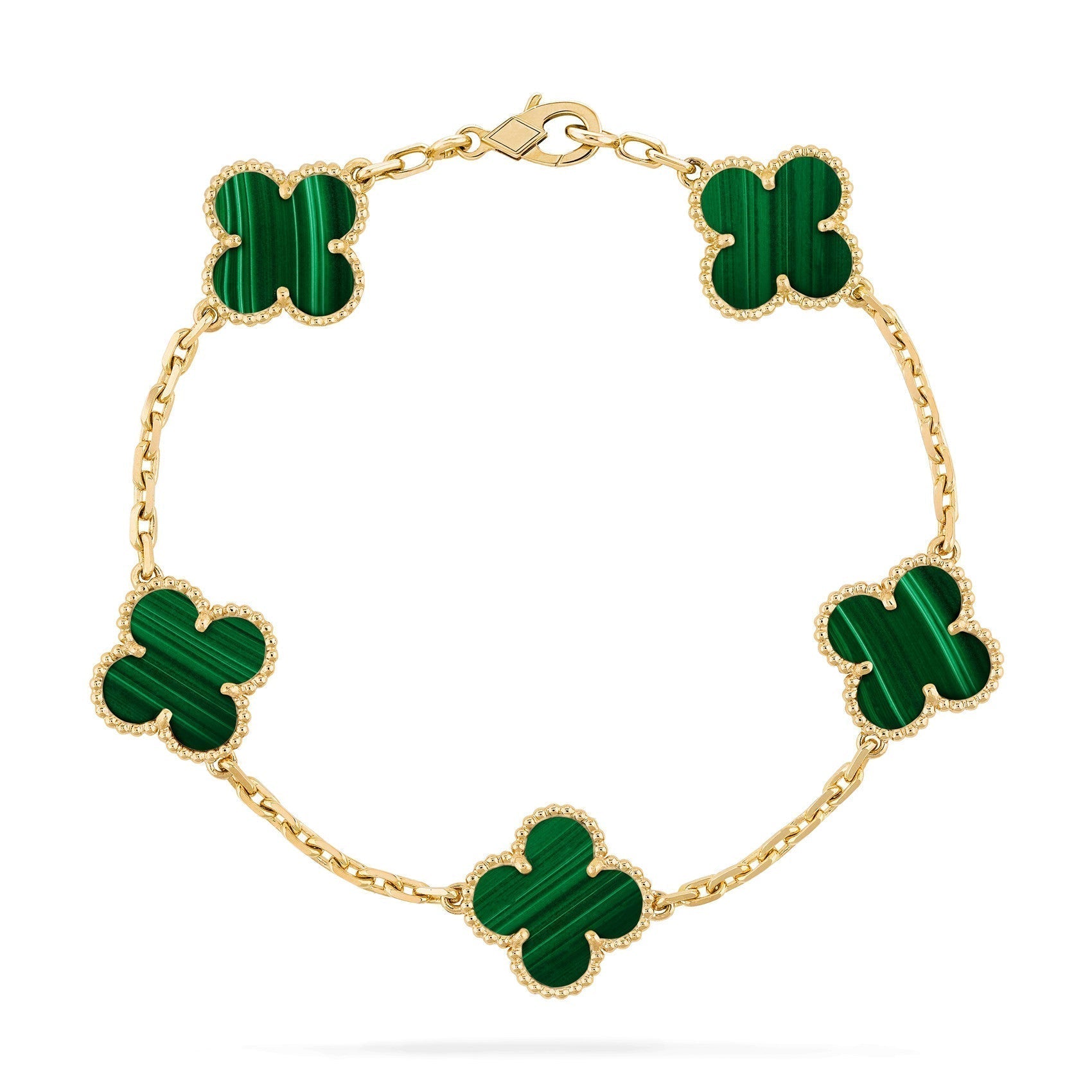 Clover Motif Bracelet, Sterling Silver, 18K Gold Plated - Symbol of Luck & Elegance