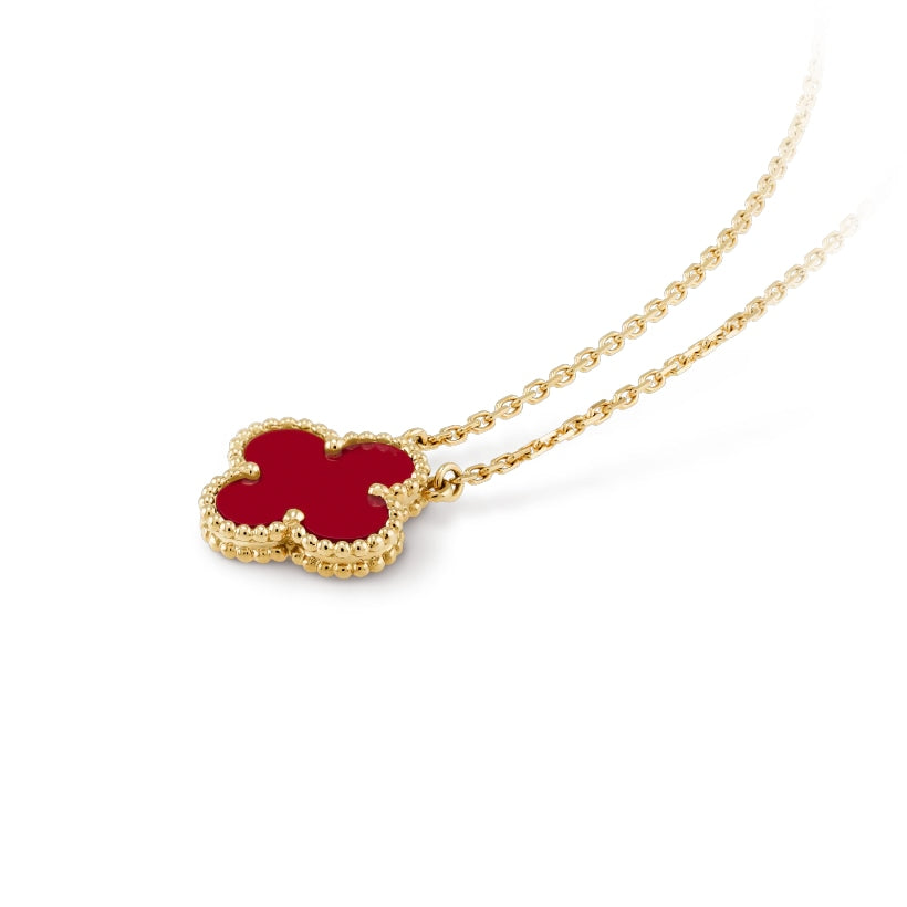 Clover Motif Pendant Necklace, Sterling Silver, 18K Gold Plated, 1 Large Motif - Symbol of Luck & Elegance