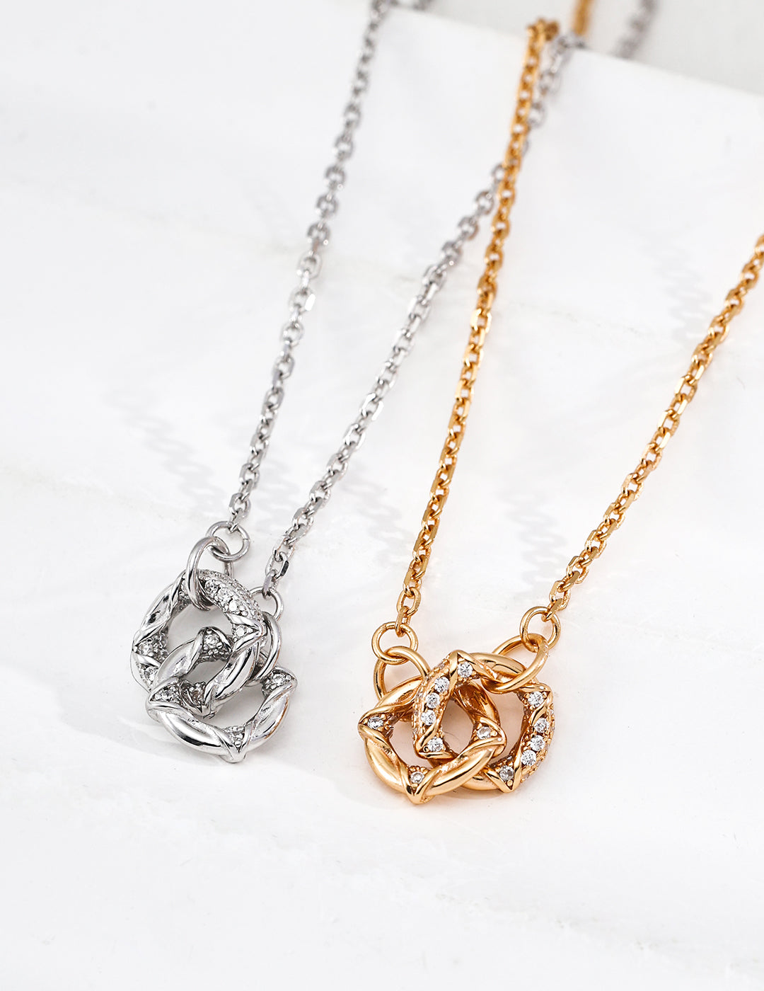 Dream Loop Sterling Silver Interwoven Metal Design Jewelry Set - Ring & Necklace