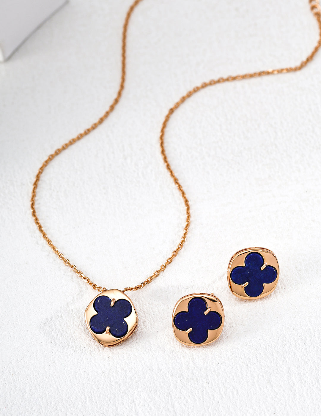 S925 Lucky Four-leaf Clover Jewelry Set – Adjustable Necklace & Earring