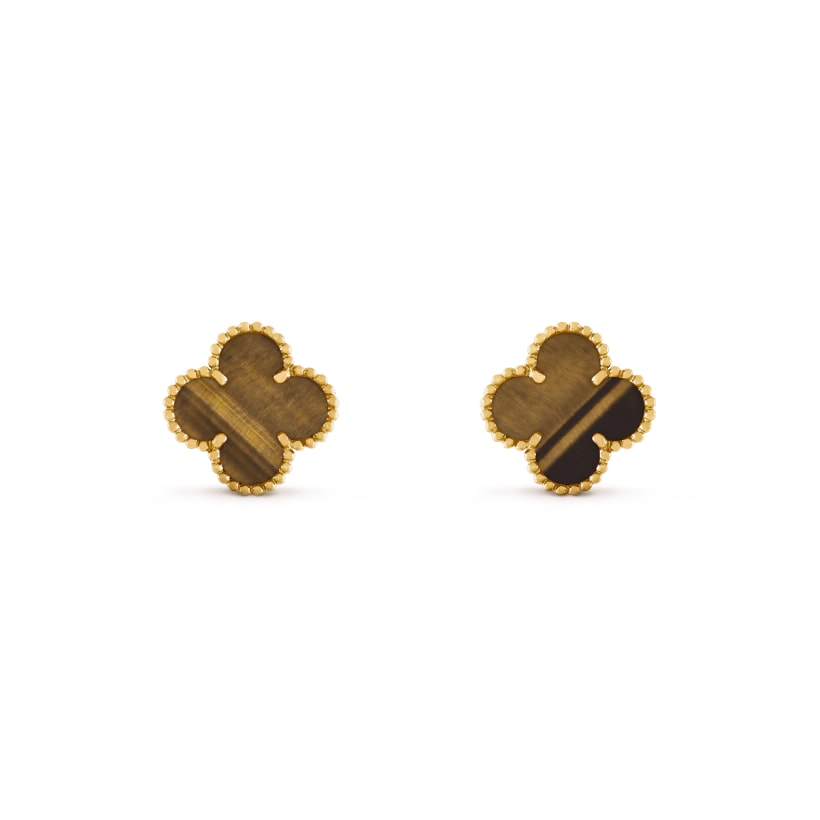 Clover Leaf Earrings, 925 Silver, 18K Gold Plated