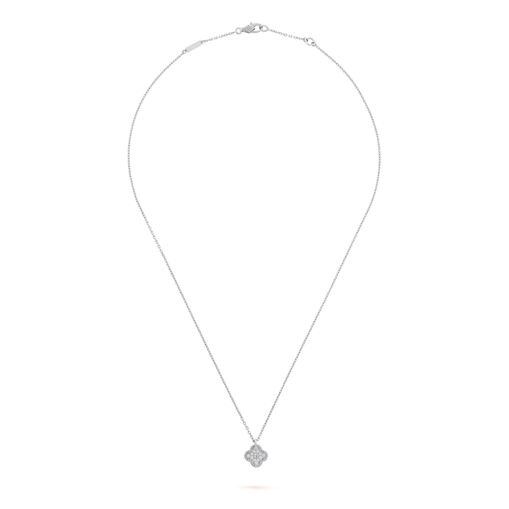 Clover Motif Pendant Necklace, Sterling Silver, 18K Gold Plated, 1 Large Motif - Symbol of Luck & Elegance
