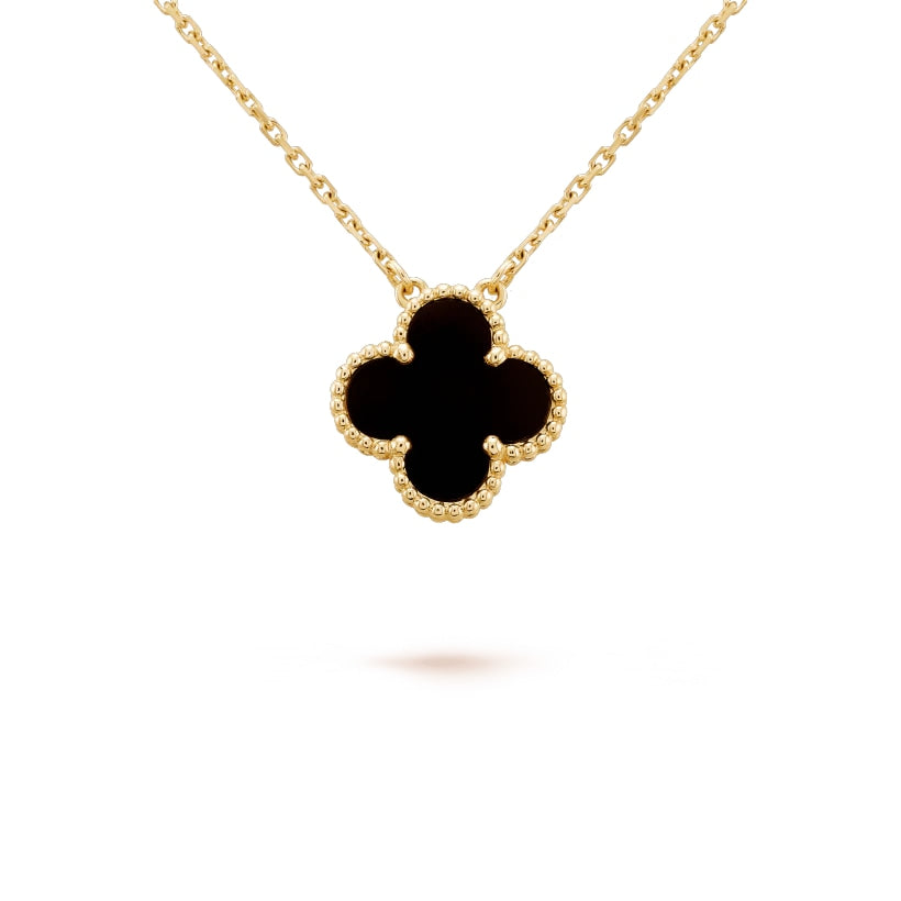 Clover Motif Pendant Necklace, Sterling Silver, 18K Gold Plated, 1 Large Motif - Symbol of Luck & Elegance