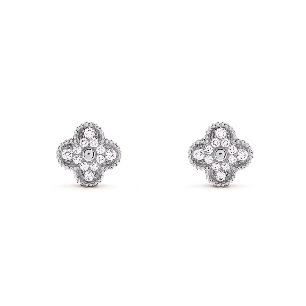 Clover Leaf Earrings, 925 Silver, 18K Gold Plated