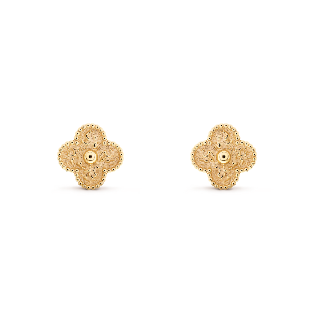 Clover Leaf Earrings, 925 Silver, 18K Gold Plated