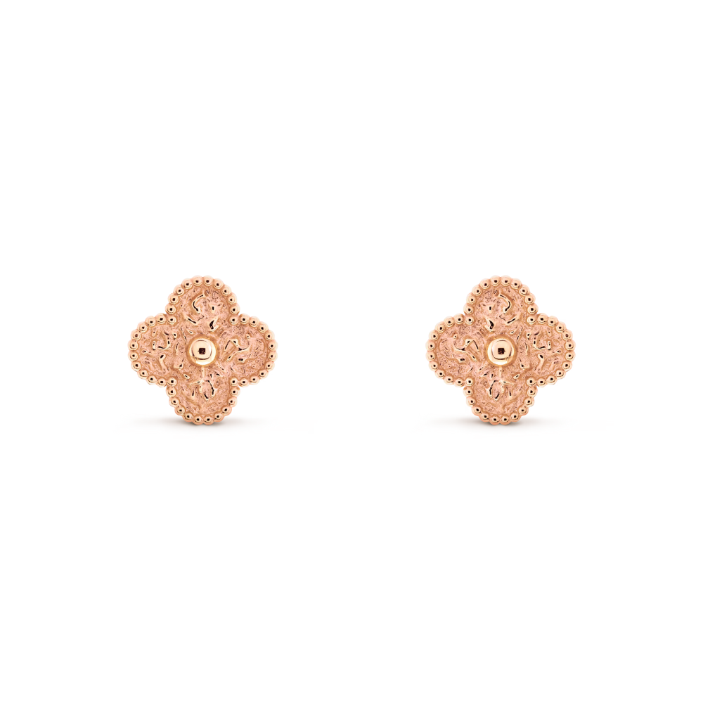 Clover Leaf Earrings, 925 Silver, 18K Gold Plated