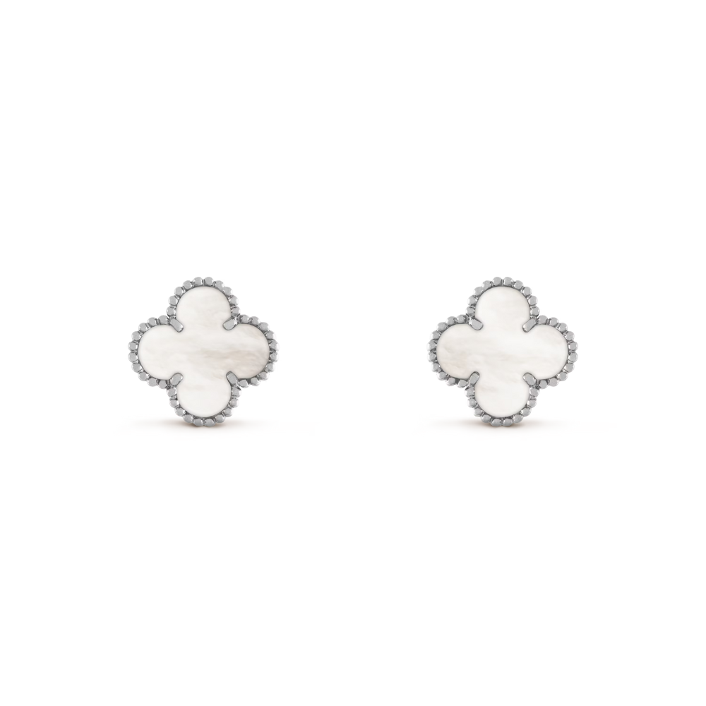 Clover Leaf Earrings, 925 Silver, 18K Gold Plated