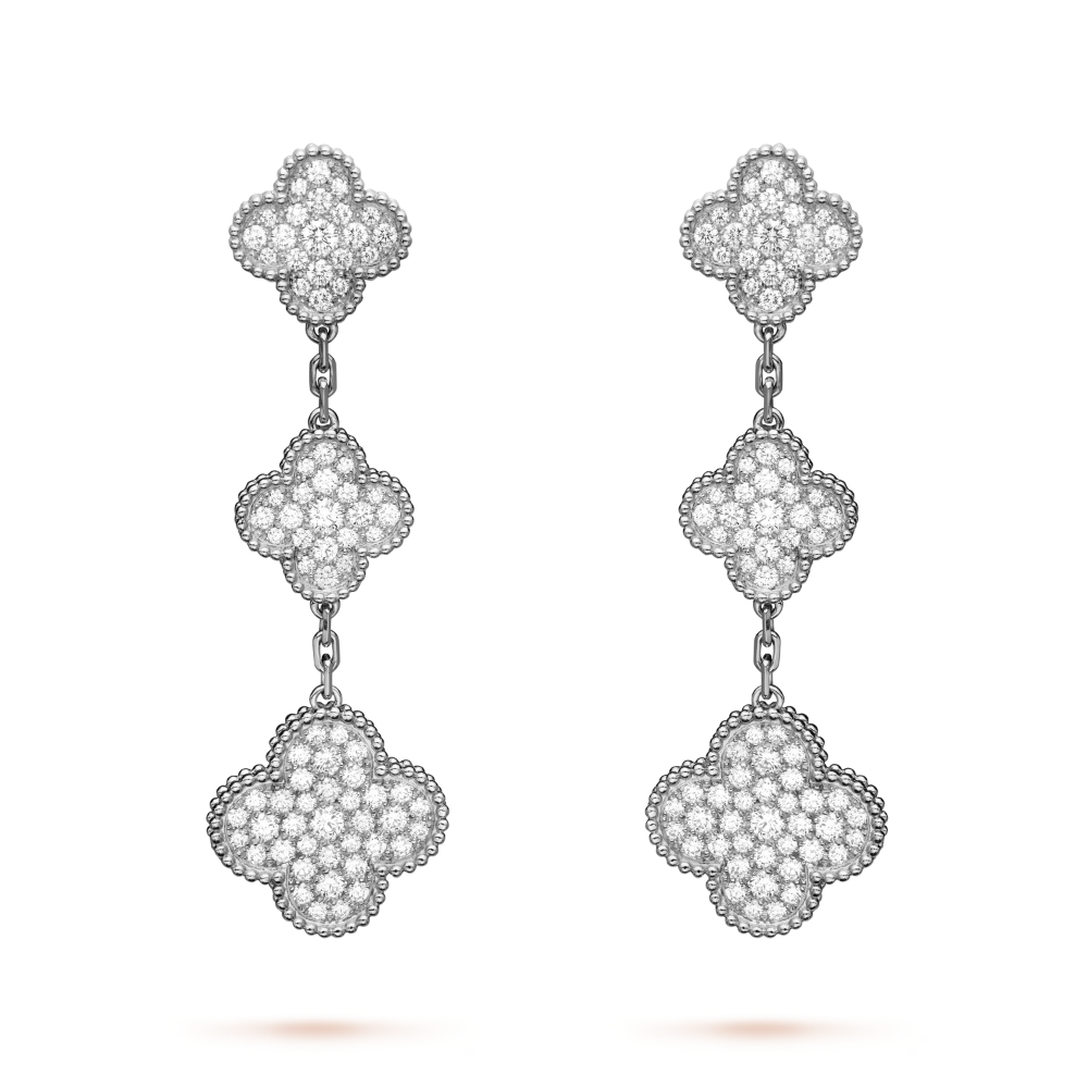 Clover Leaf Earrings, 925 Silver, 18K Gold Plated