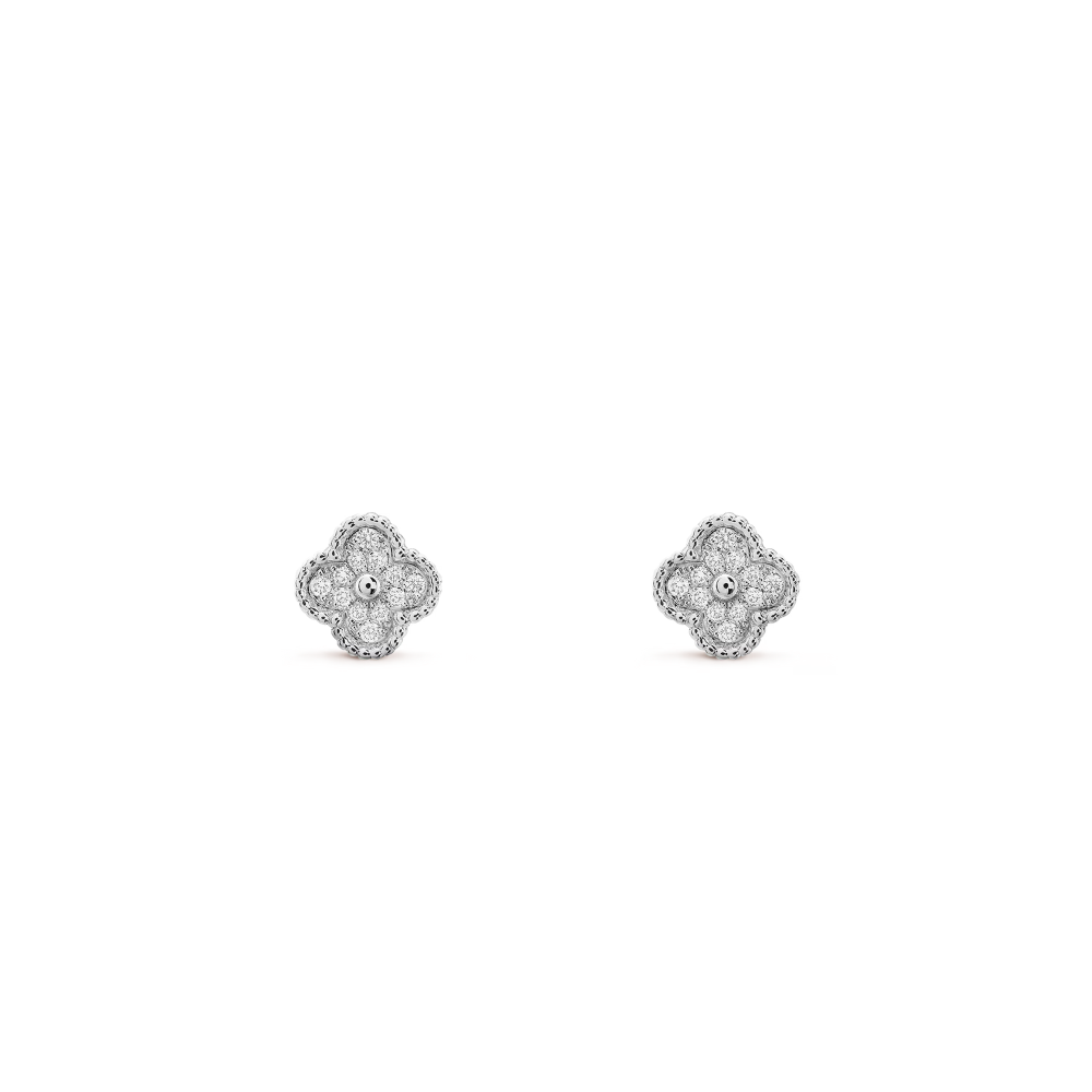 Clover Leaf Earrings, 925 Silver, 18K Gold Plated