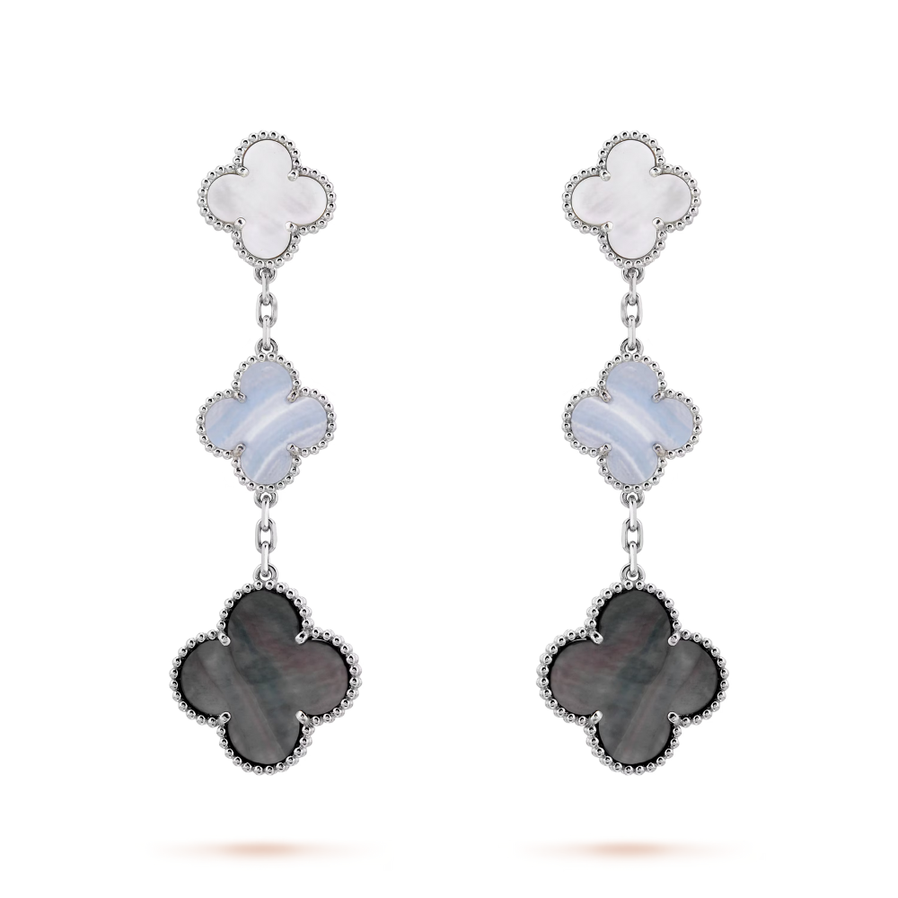 Clover Leaf Earrings, 925 Silver, 18K Gold Plated