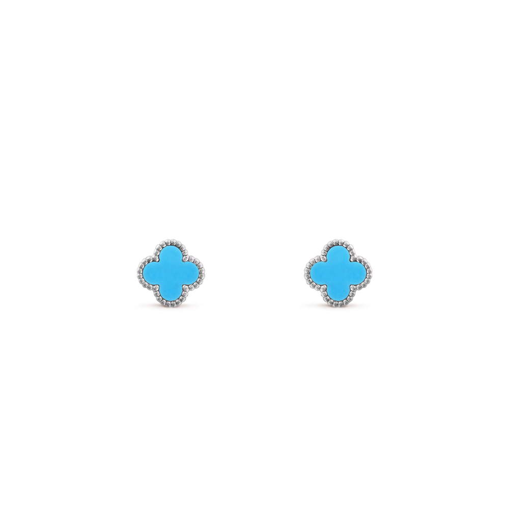 Clover Leaf Earrings, 925 Silver, 18K Gold Plated