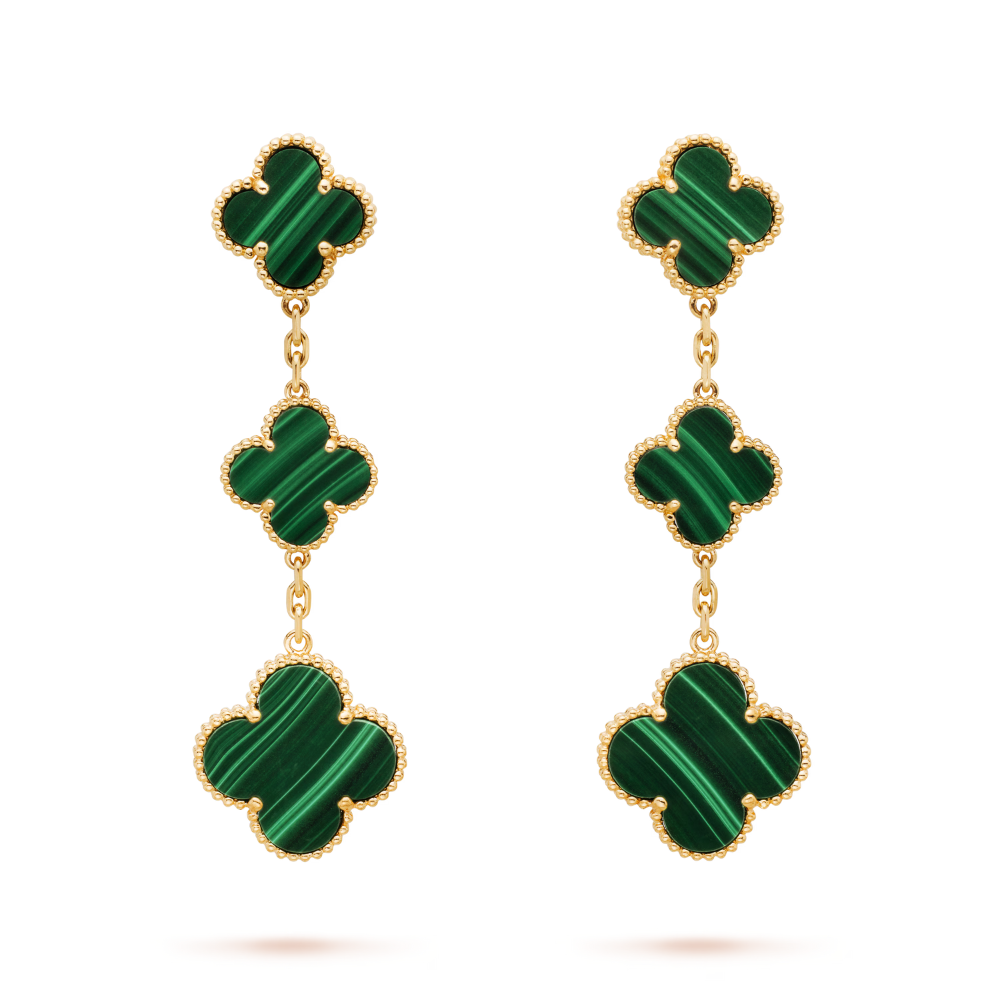Clover Leaf Earrings, 925 Silver, 18K Gold Plated