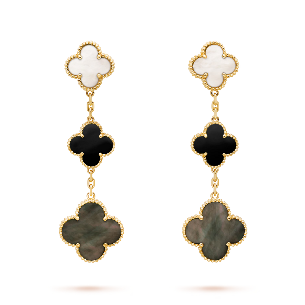 Clover Leaf Earrings, 925 Silver, 18K Gold Plated