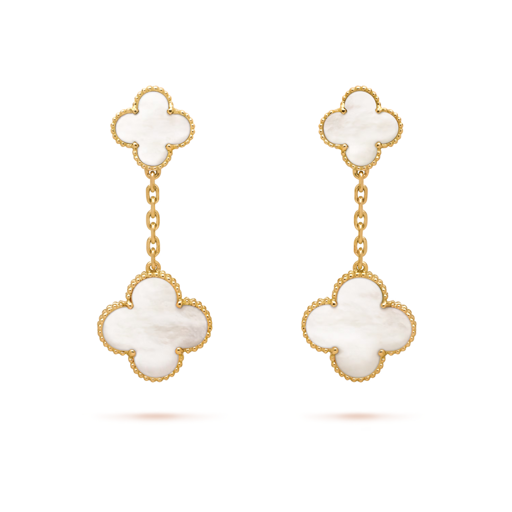 Clover Leaf Earrings, 925 Silver, 18K Gold Plated