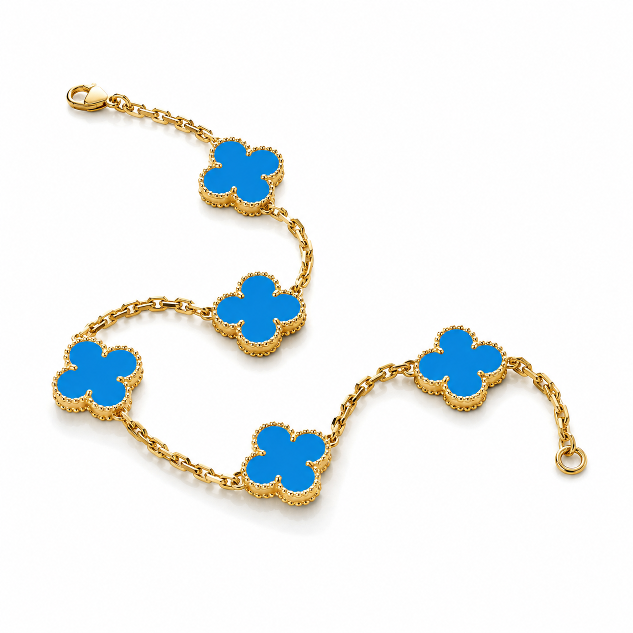 925 Silver,Clover Leaf Bracelet, 18K Gold Plated, 5 Motifs