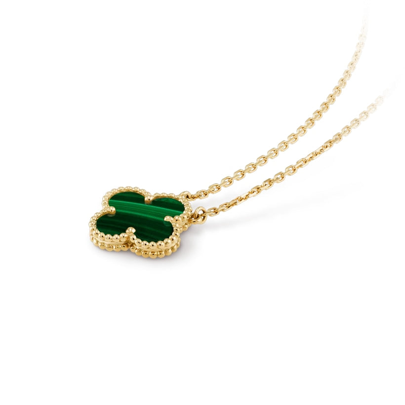 Clover Motif Pendant Necklace, Sterling Silver, 18K Gold Plated, 1 Large Motif - Symbol of Luck & Elegance