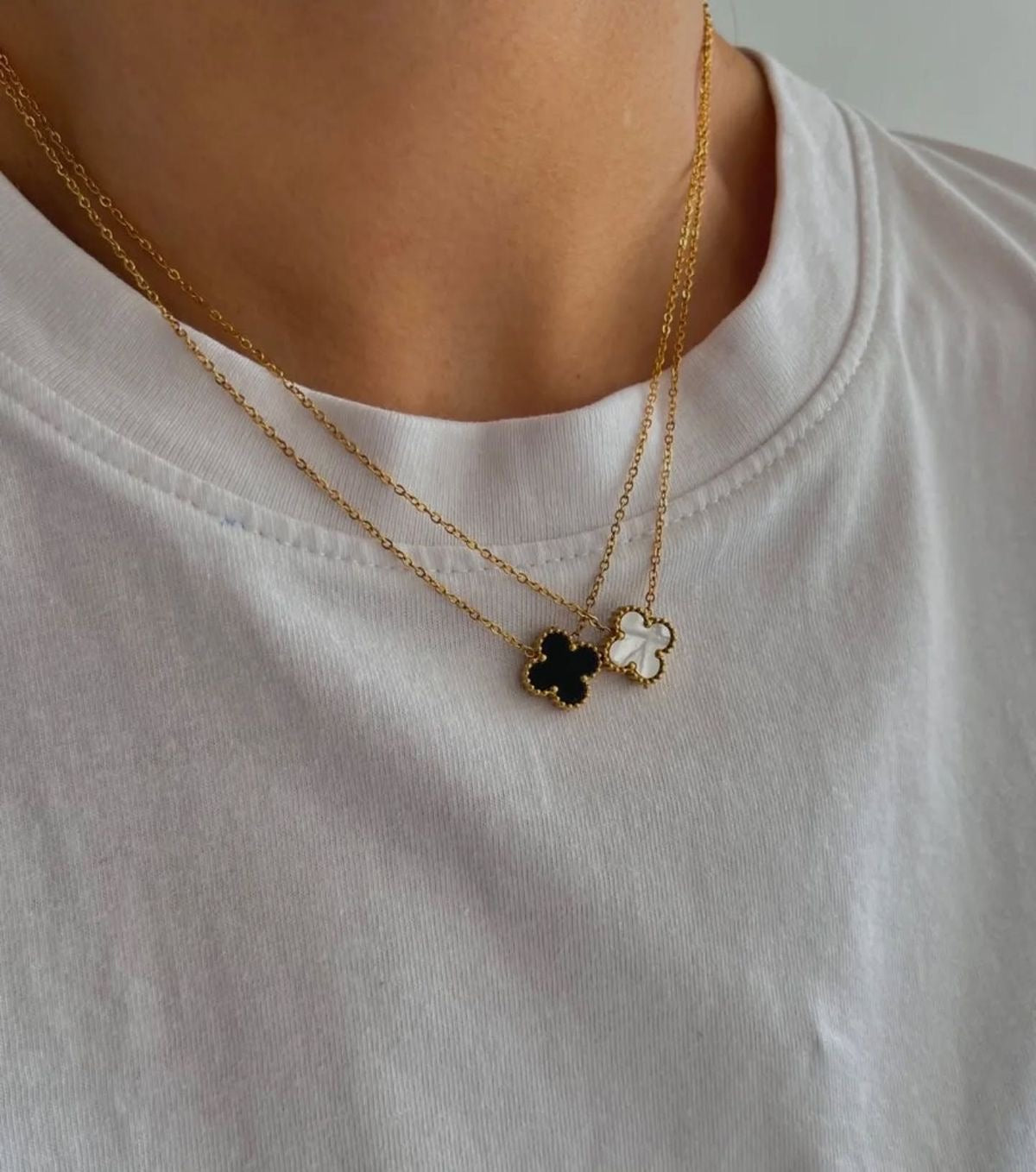 925 Silver, Clover Leaf Necklace, 18K Gold Plated, 1 Motif