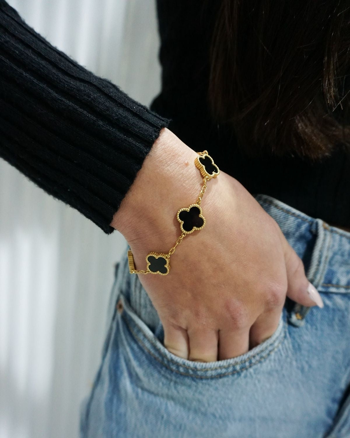 925 Silver,Clover Leaf Bracelet, 18K Gold Plated, 5 Motifs