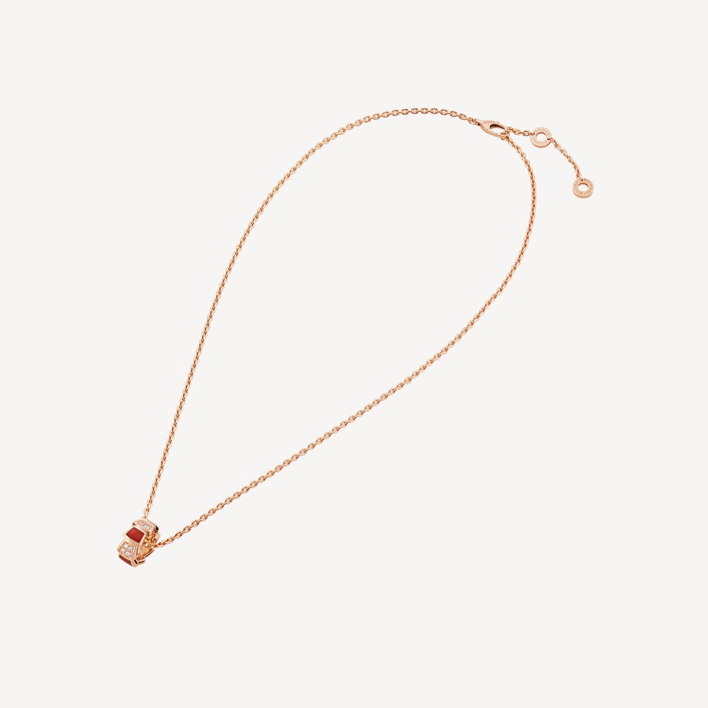 Chivo Boutique Serpenti Necklace,925 Silver,18k Rose Gold Plated,Red Agate