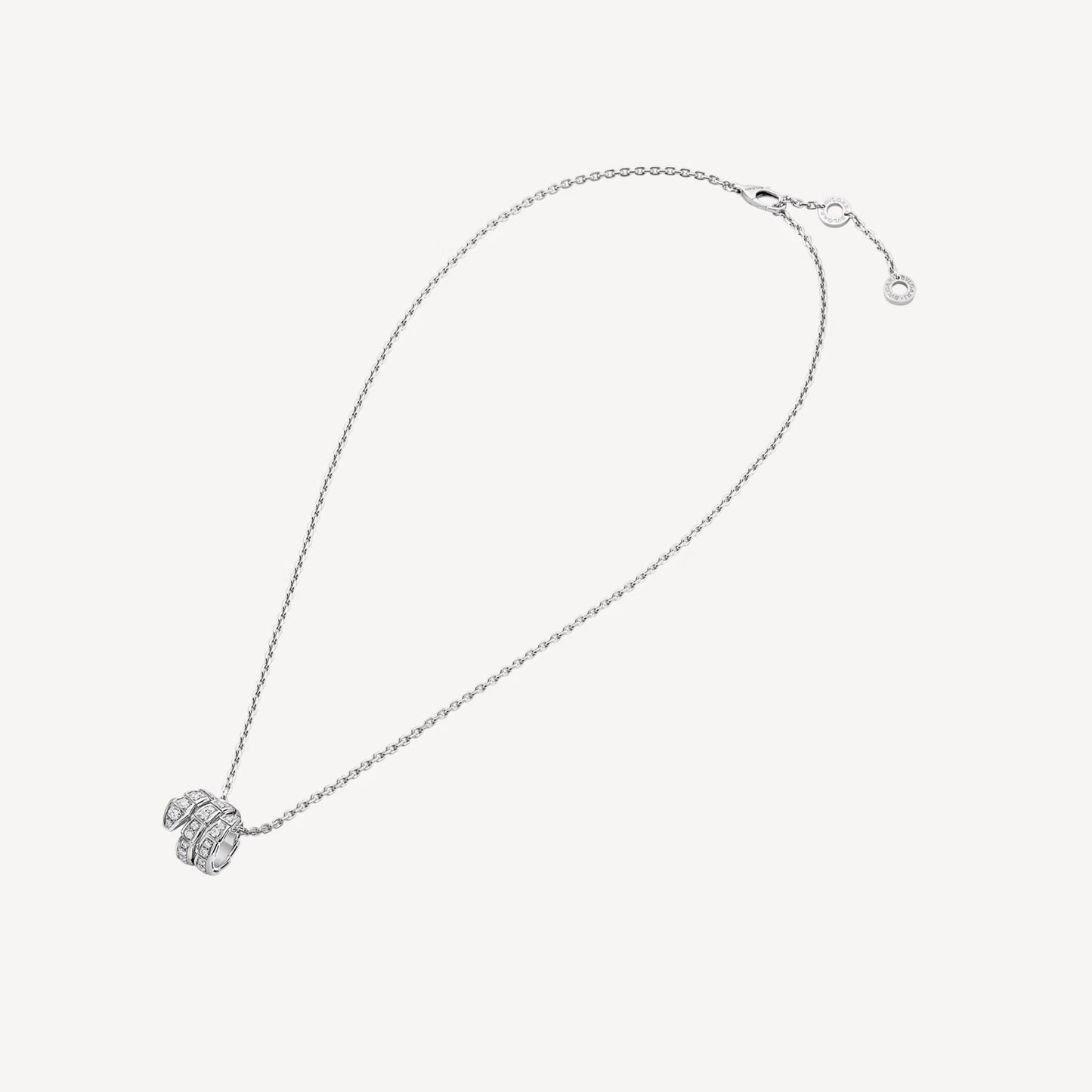 Chivo Boutique Serpenti Necklace,925 Silver,18k White Gold Plated,Cubic Zircon Paved