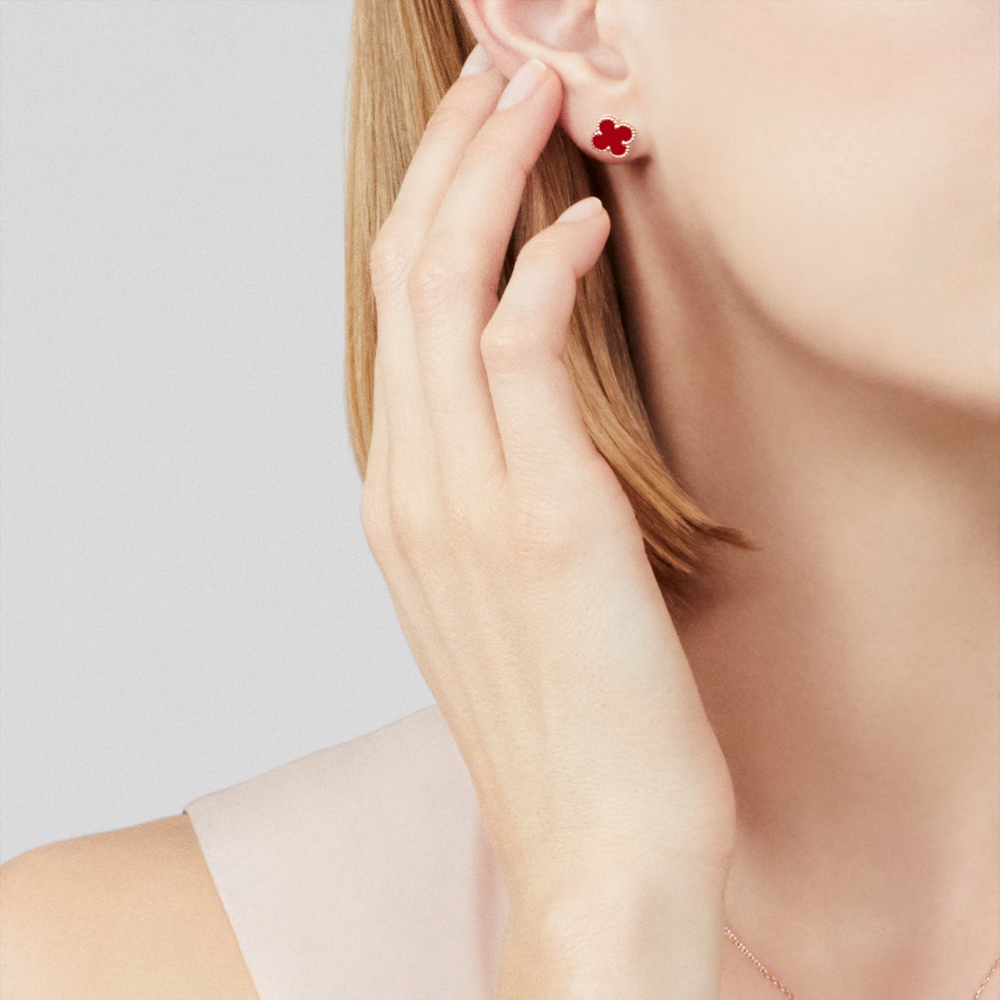 Clover Leaf Earrings, 925 Silver, 18K Gold Plated