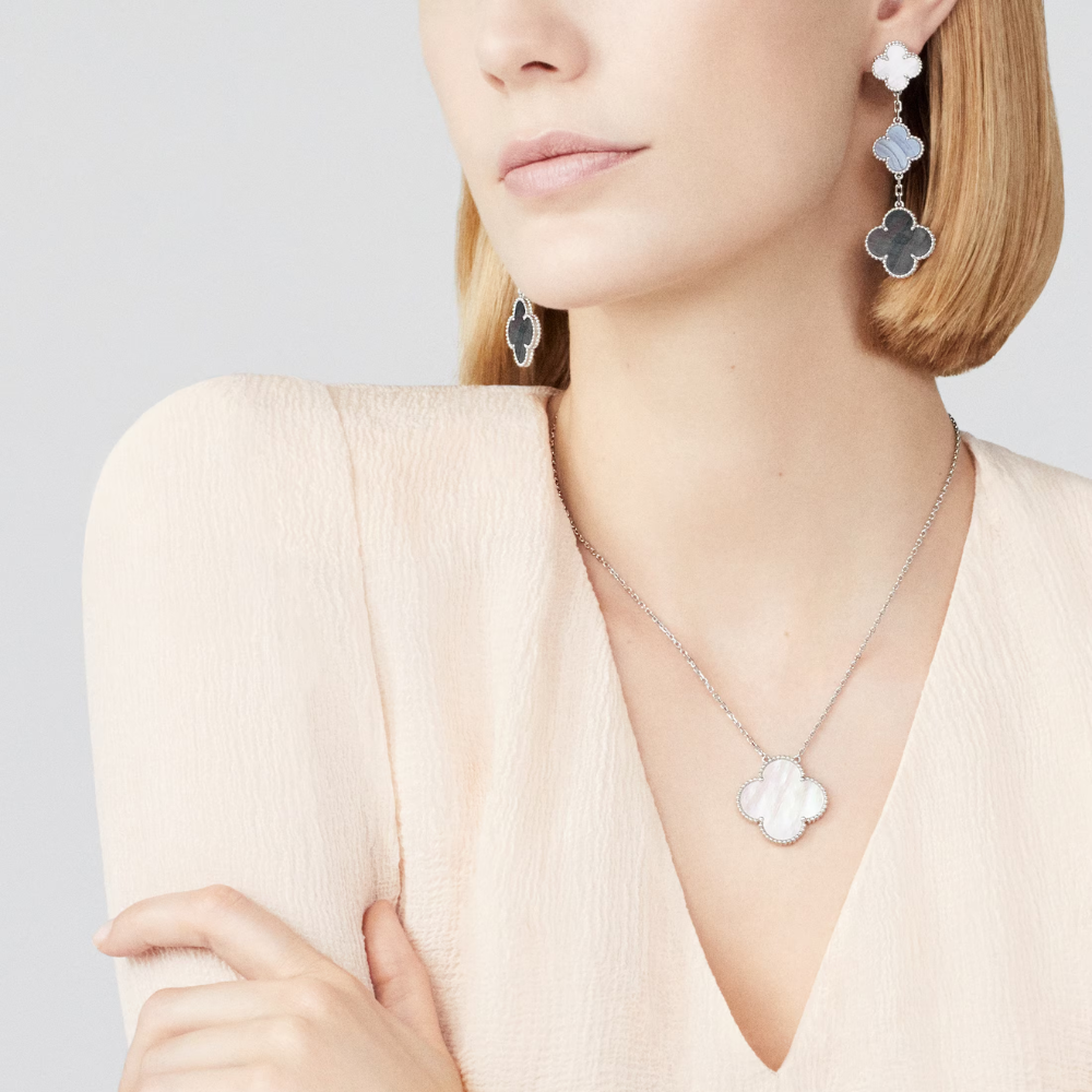 Clover Leaf Earrings, 925 Silver, 18K Gold Plated