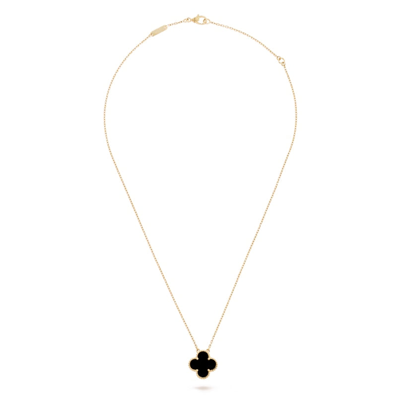 Clover Motif Pendant Necklace, Sterling Silver, 18K Gold Plated, 1 Large Motif - Symbol of Luck & Elegance