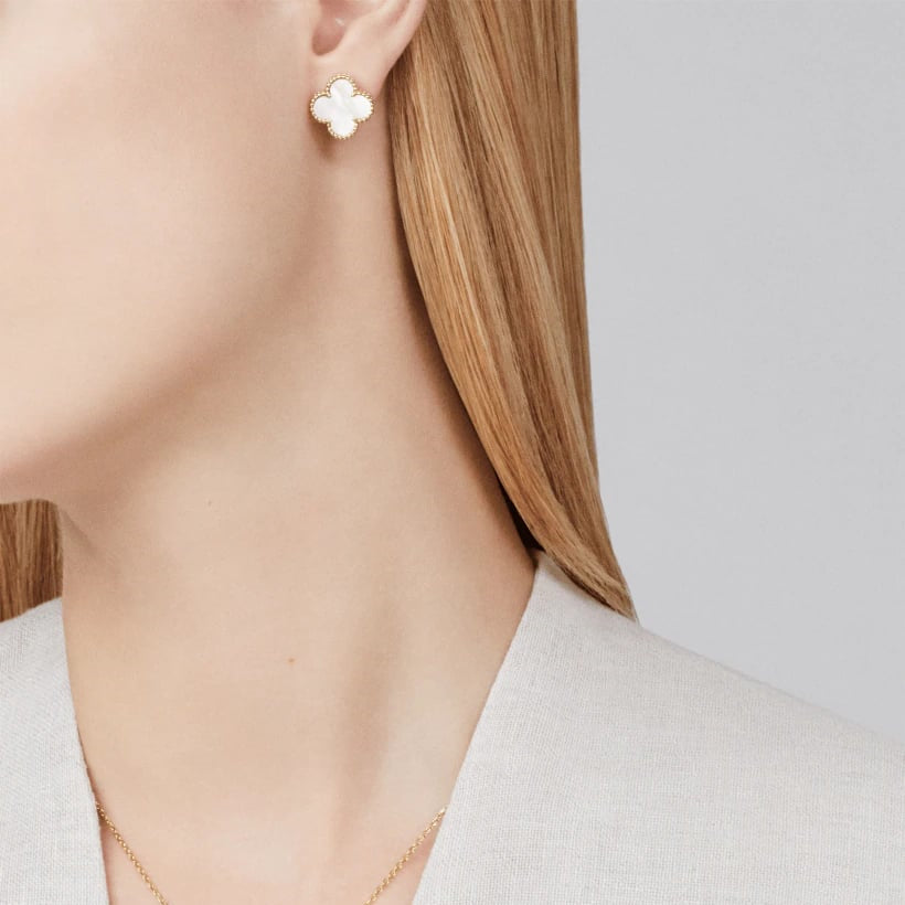 Clover Leaf Earrings, 925 Silver, 18K Gold Plated