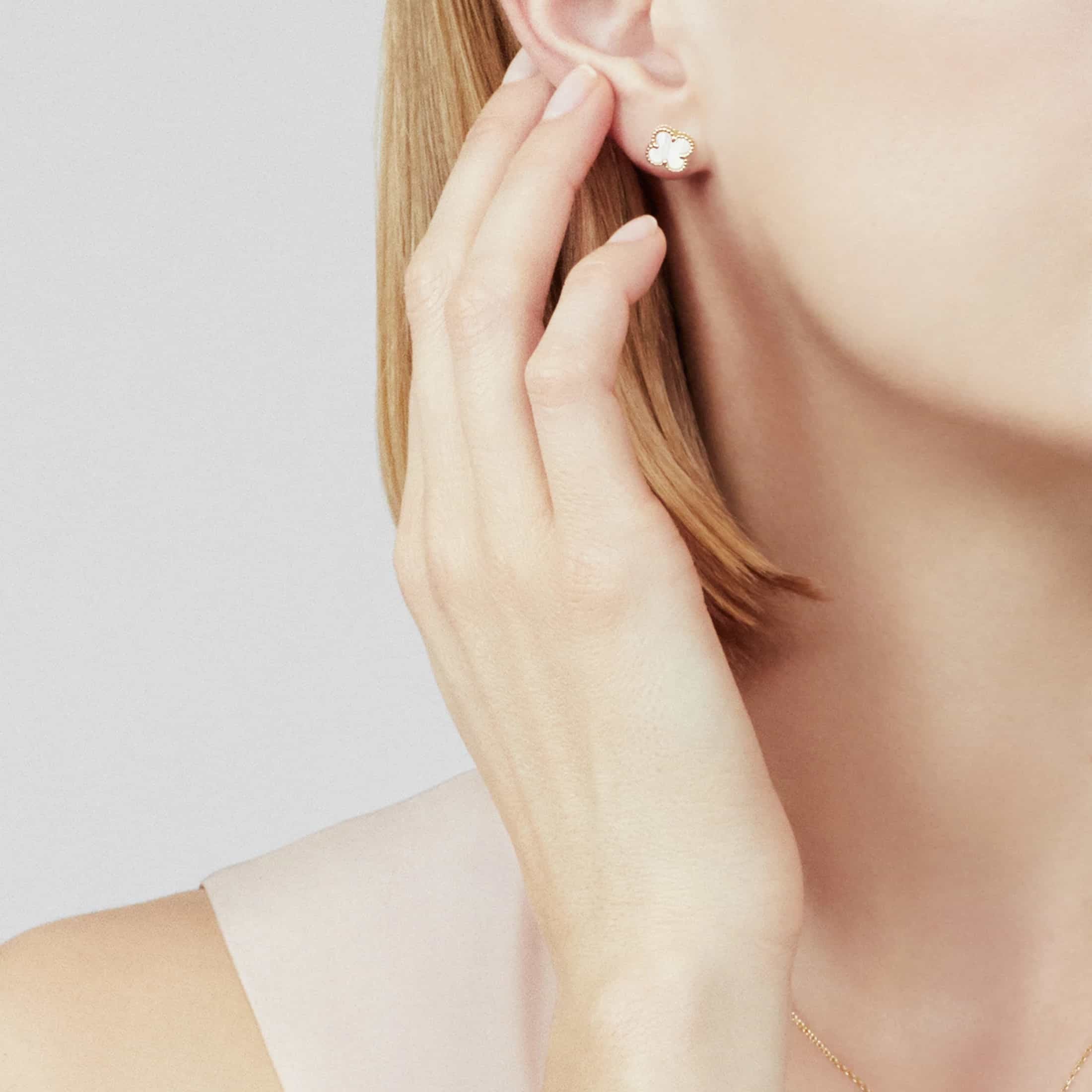 Clover Leaf Earrings, 925 Silver, 18K Gold Plated