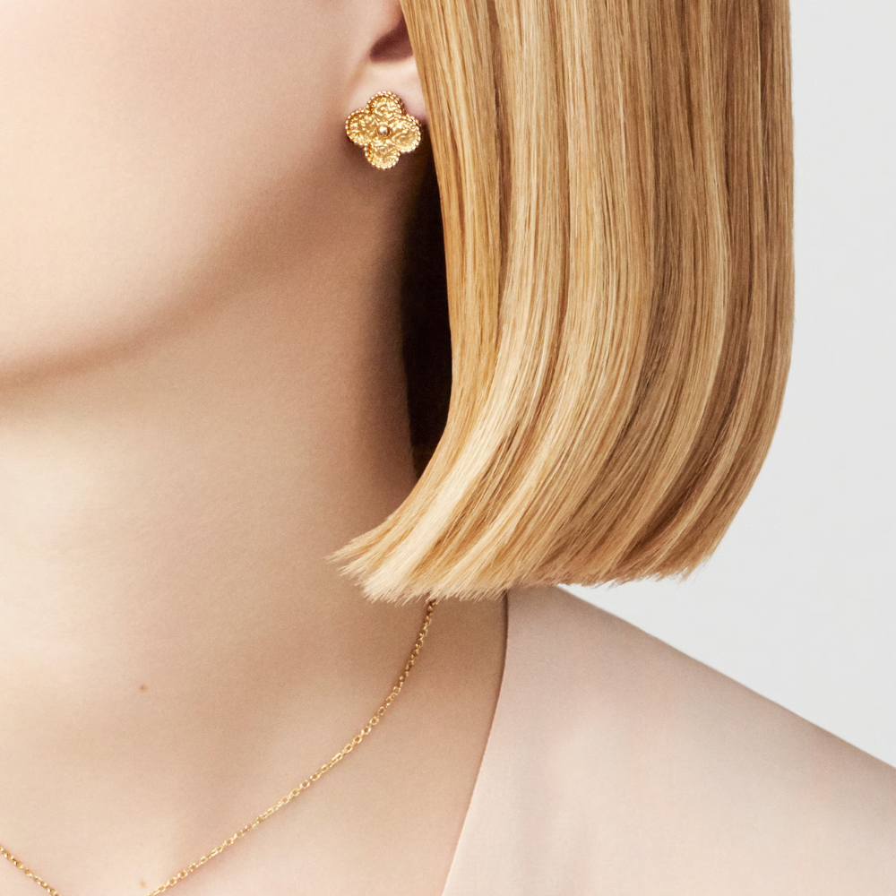 Clover Leaf Earrings, 925 Silver, 18K Gold Plated