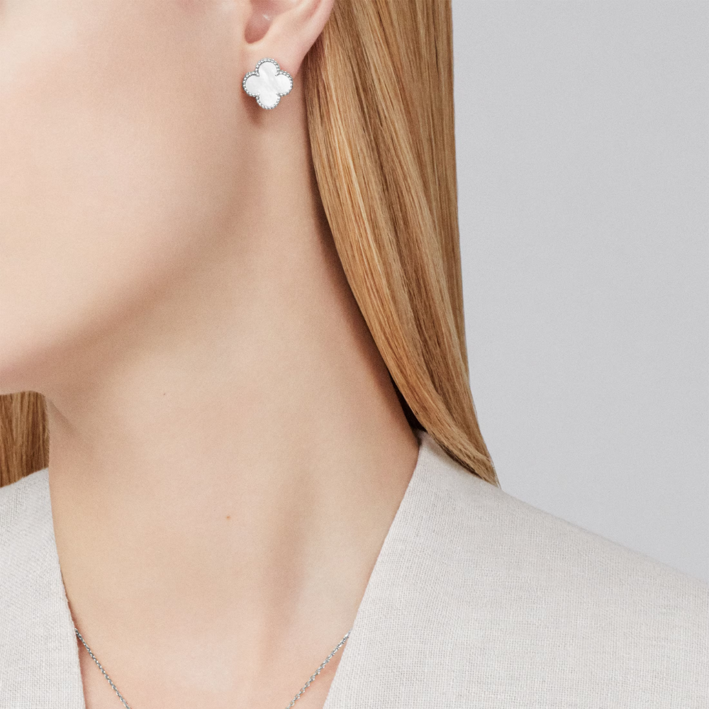 Clover Leaf Earrings, 925 Silver, 18K Gold Plated