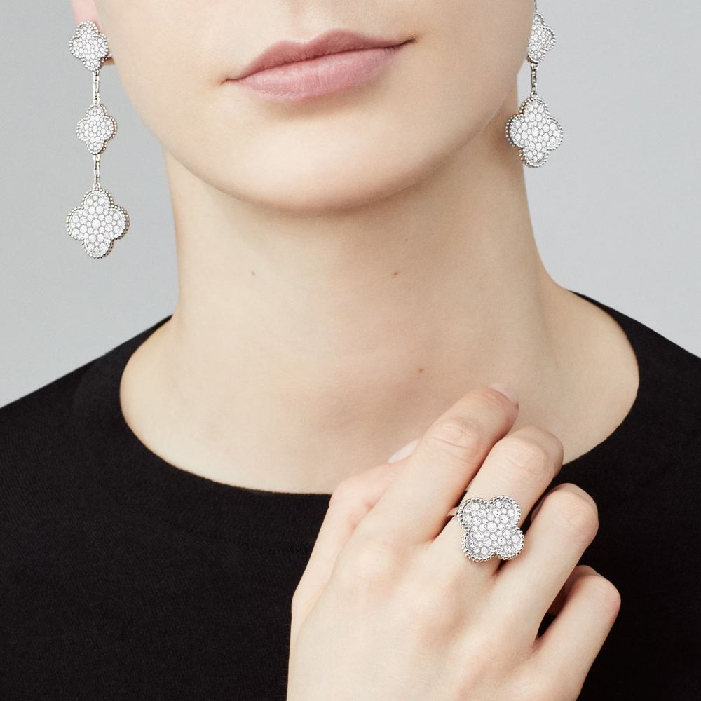 Clover Leaf Earrings, 925 Silver, 18K Gold Plated