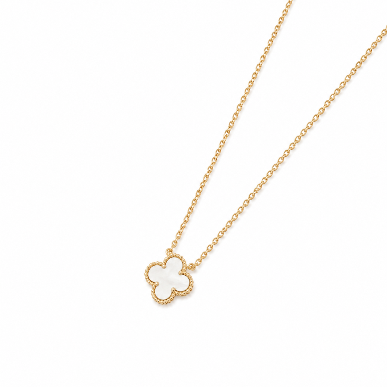 925 Silver, Clover Leaf Necklace, 18K Gold Plated, 1 Motif
