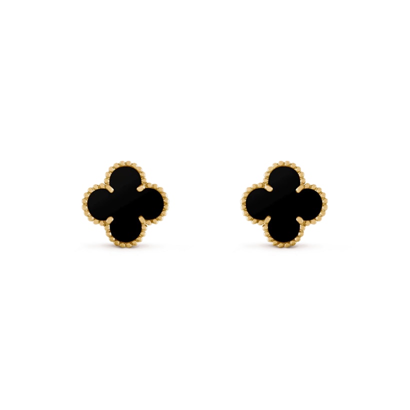 Clover Leaf Earrings, 925 Silver, 18K Gold Plated