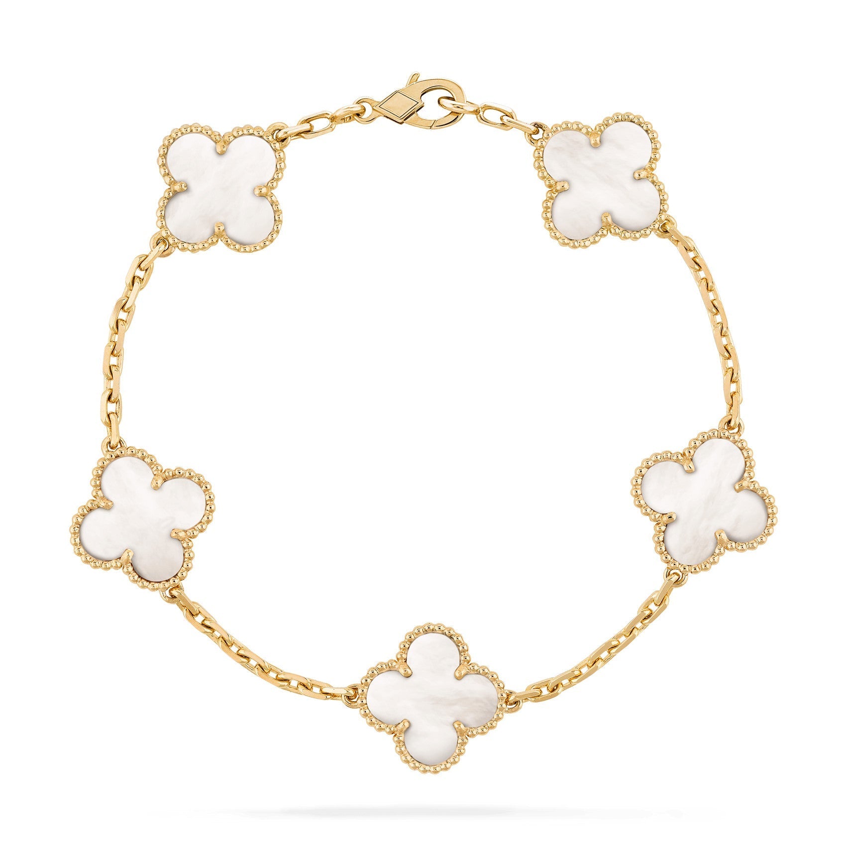 Clover Motif Bracelet, Sterling Silver, 18K Gold Plated - Symbol of Luck & Elegance