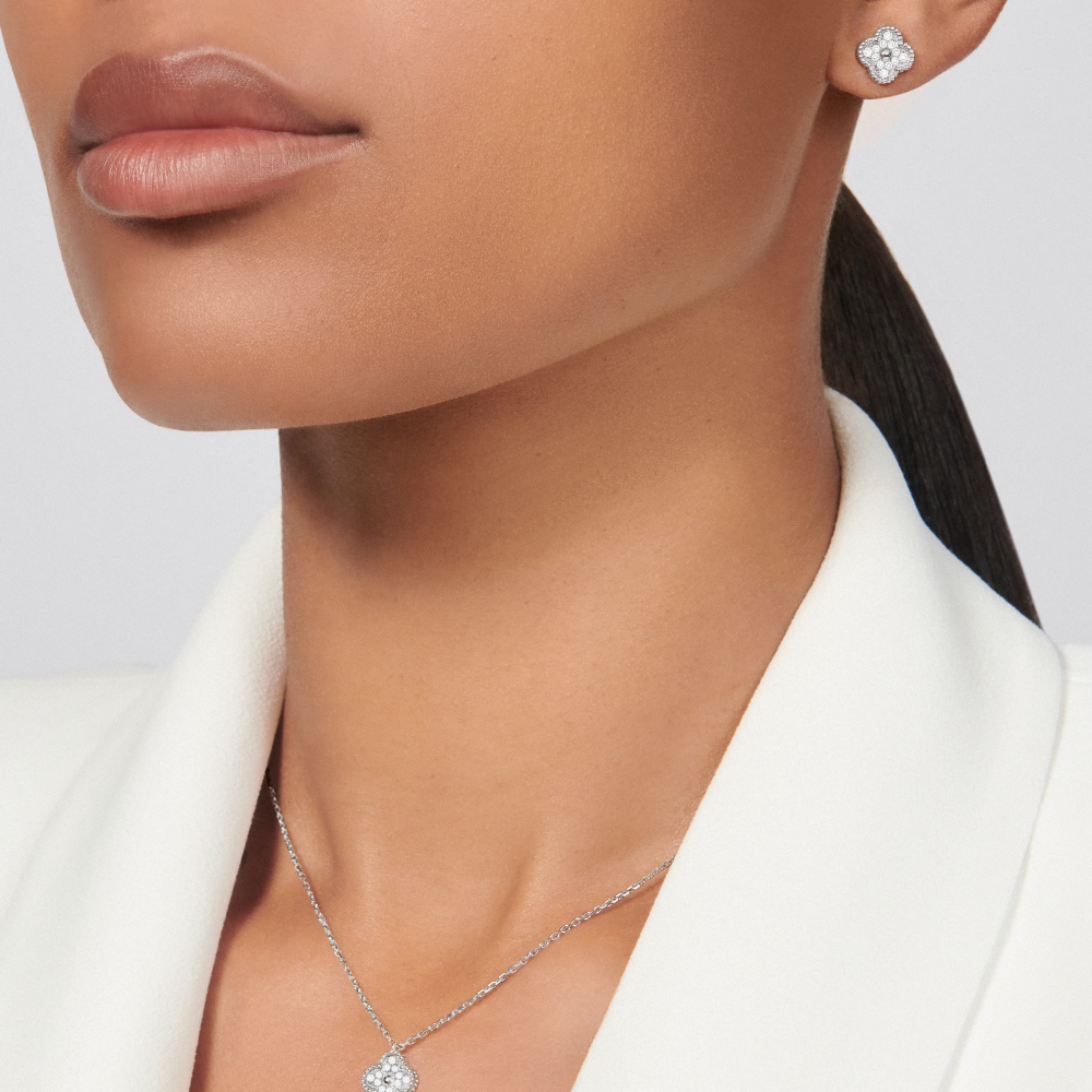 Clover Leaf Earrings, 925 Silver, 18K Gold Plated