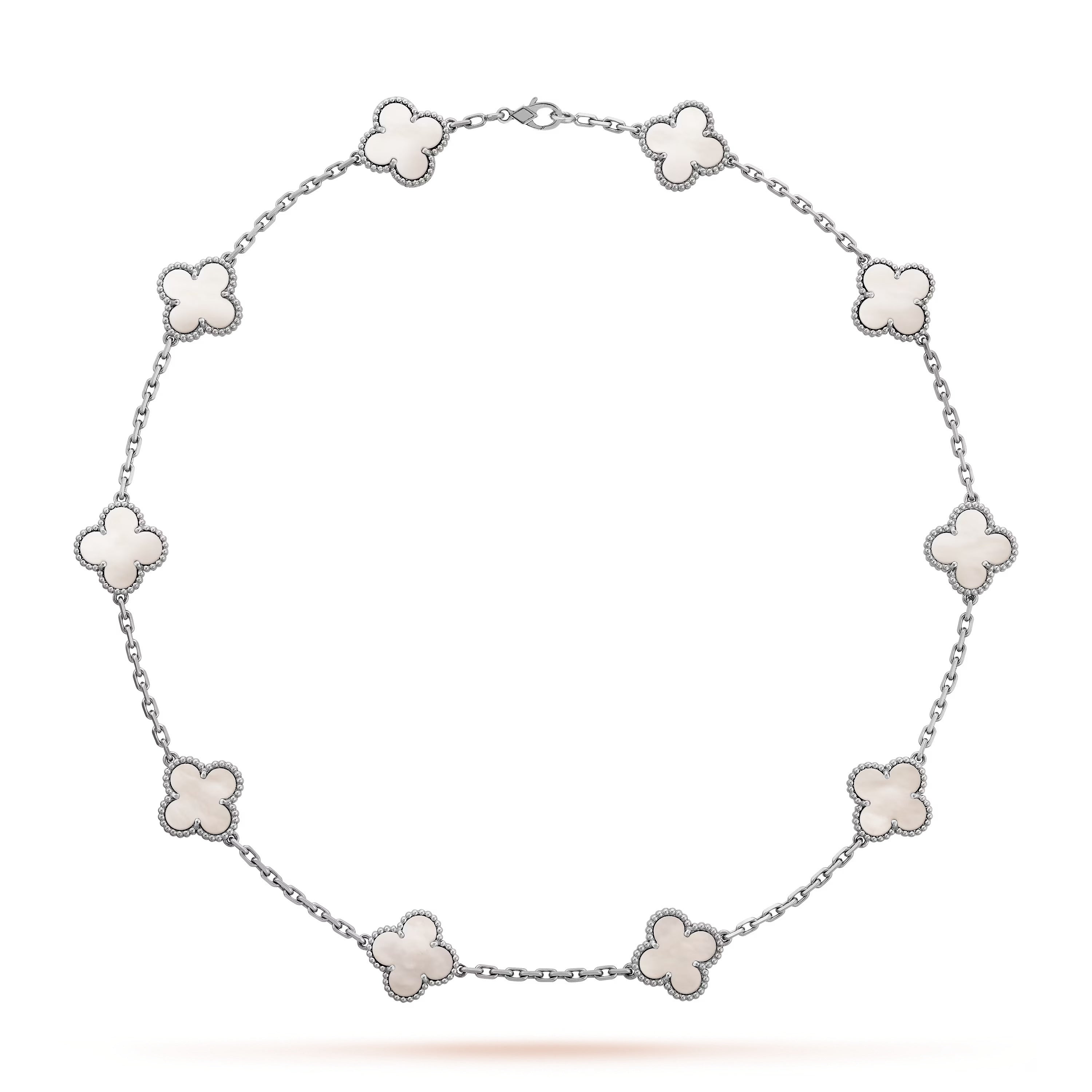 Clover Motif Necklace, Sterling Silver, 18K Gold Plated, 10 Motifs – Symbol of Luck & Elegance