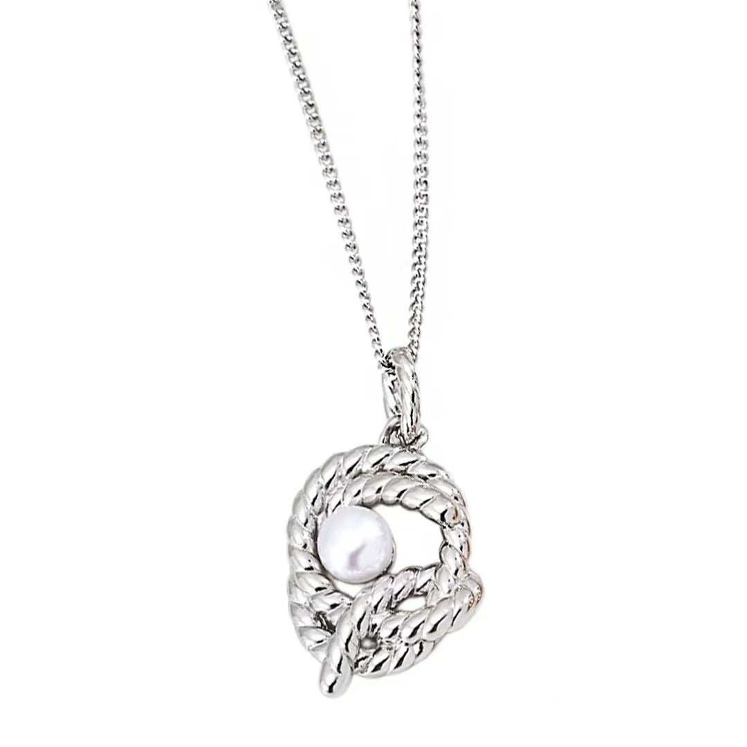 S925 Sterling Silver Vintage Pearl & Cubic Zirconia Jewelry Set - Adjustable Necklace & Earrings