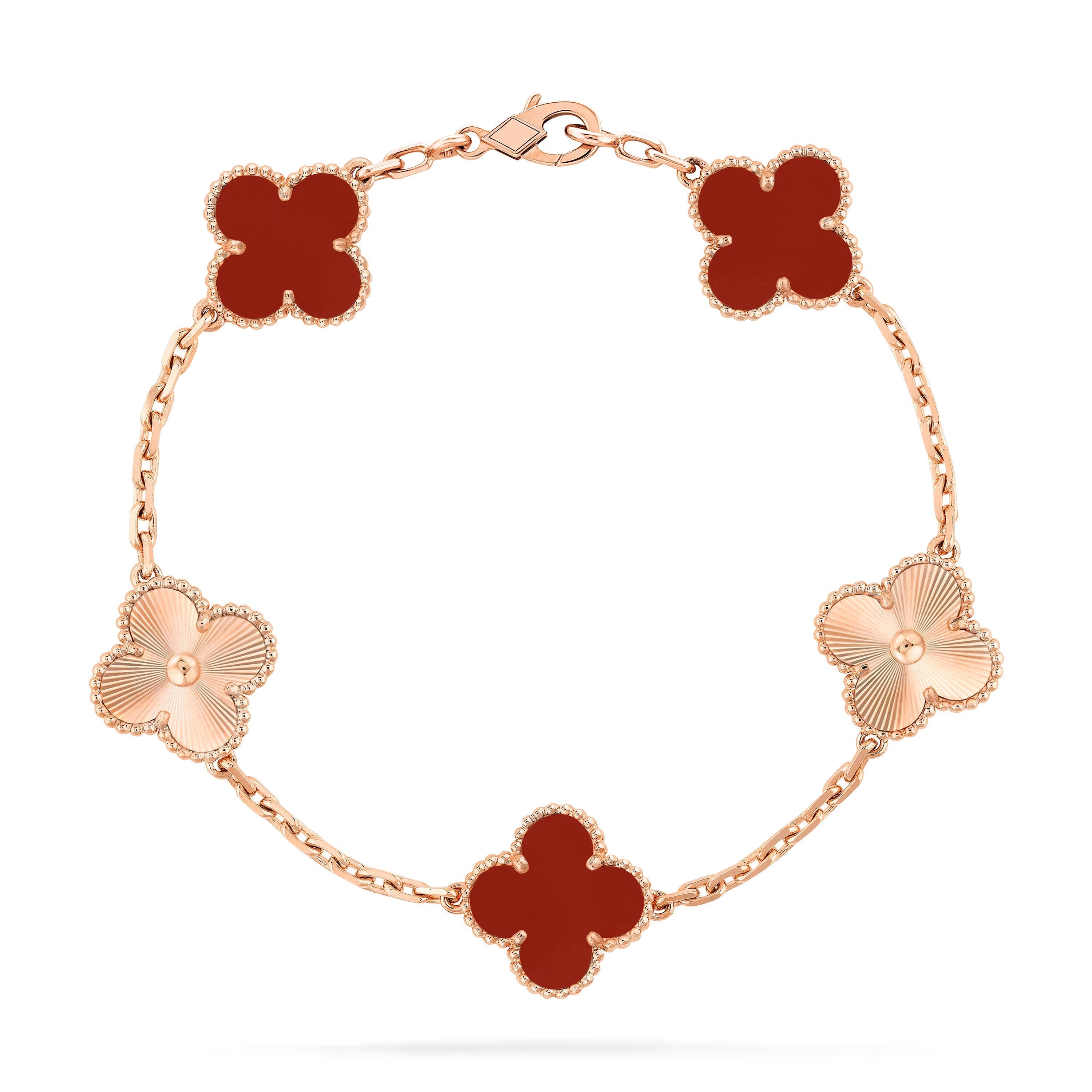 Clover Motif Bracelet, Sterling Silver, 18K Gold Plated - Symbol of Luck & Elegance