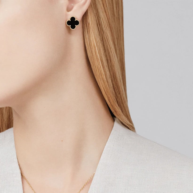 Clover Leaf Earrings, 925 Silver, 18K Gold Plated