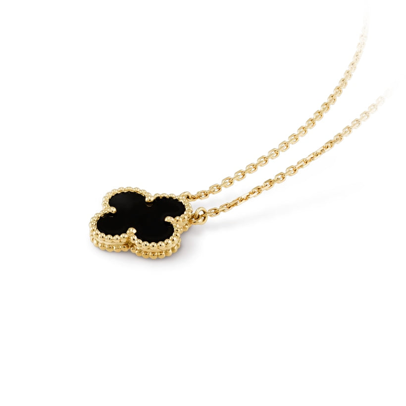 Clover Motif Pendant Necklace, Sterling Silver, 18K Gold Plated, 1 Large Motif - Symbol of Luck & Elegance