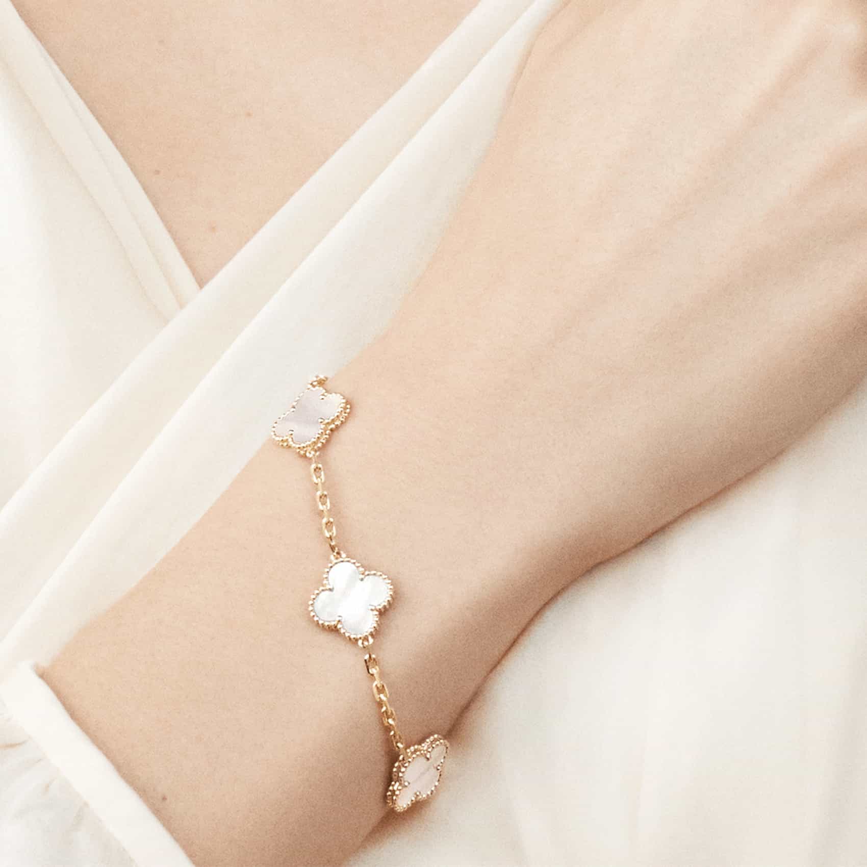 Clover Motif Bracelet, Sterling Silver, 18K Gold Plated - Symbol of Luck & Elegance