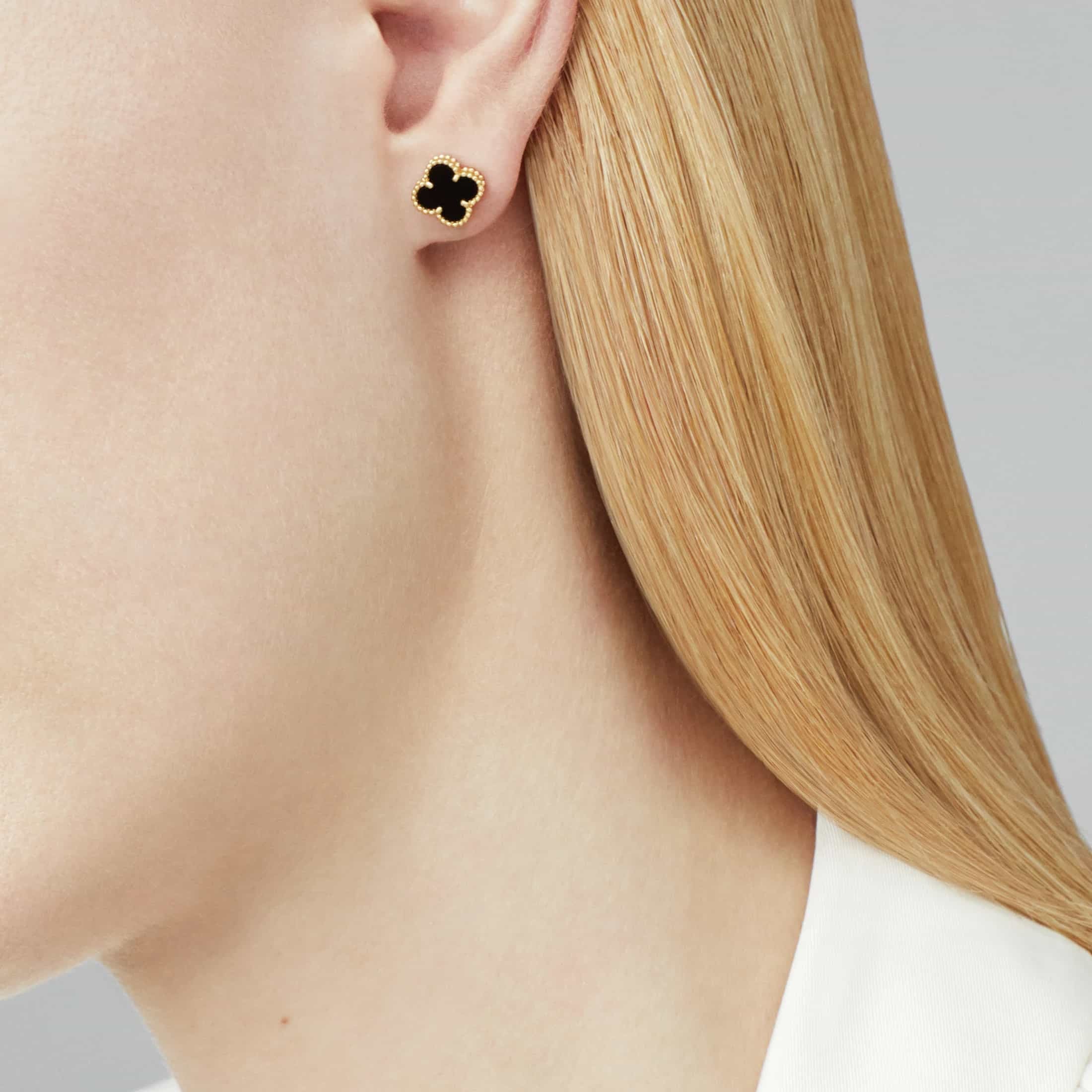 Clover Leaf Earrings, 925 Silver, 18K Gold Plated