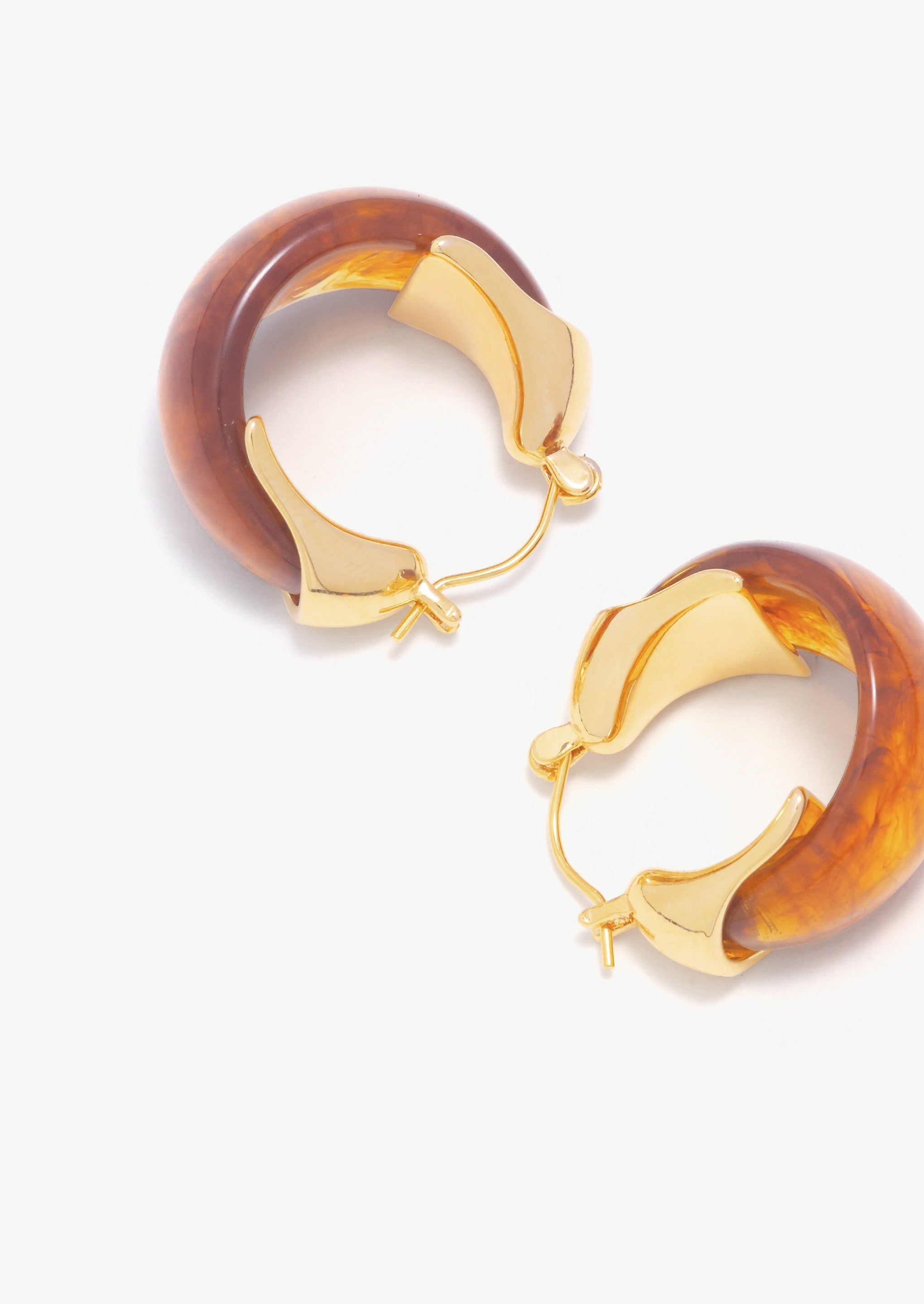 18K Gold-Plated Brass Sculptural Resin Hoop Earrings