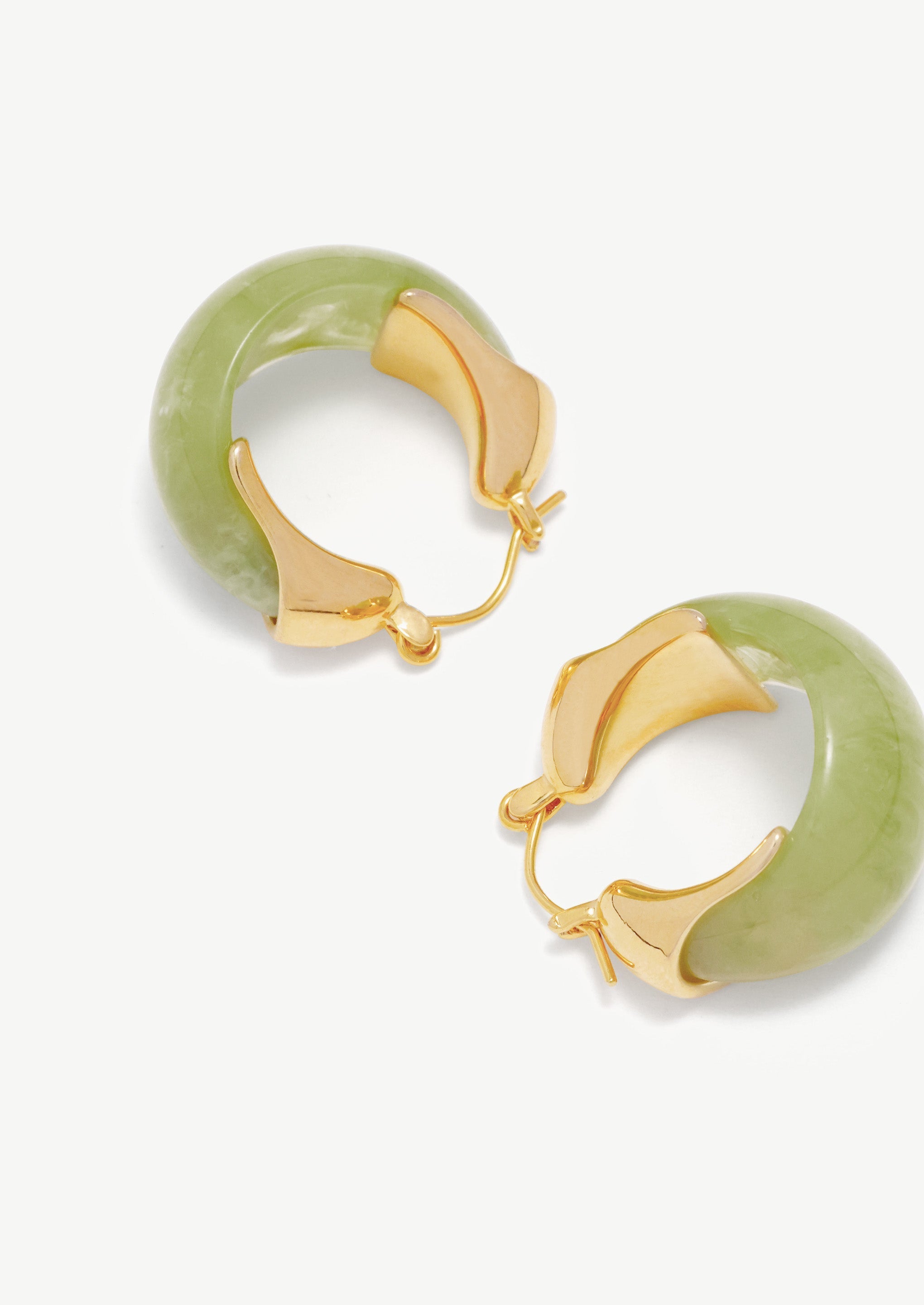 18K Gold-Plated Brass Sculptural Resin Hoop Earrings