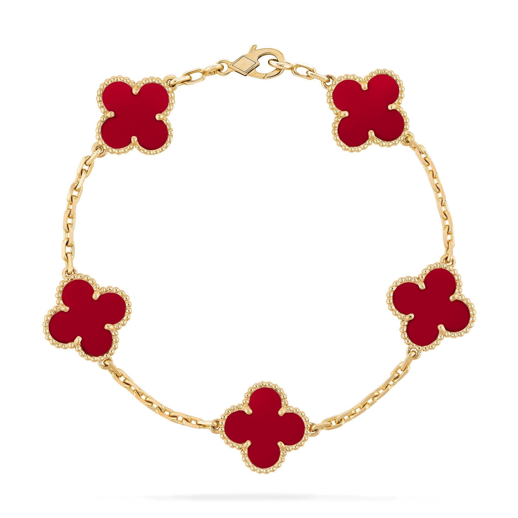 Clover Motif Bracelet, Sterling Silver, 18K Gold Plated - Symbol of Luck & Elegance