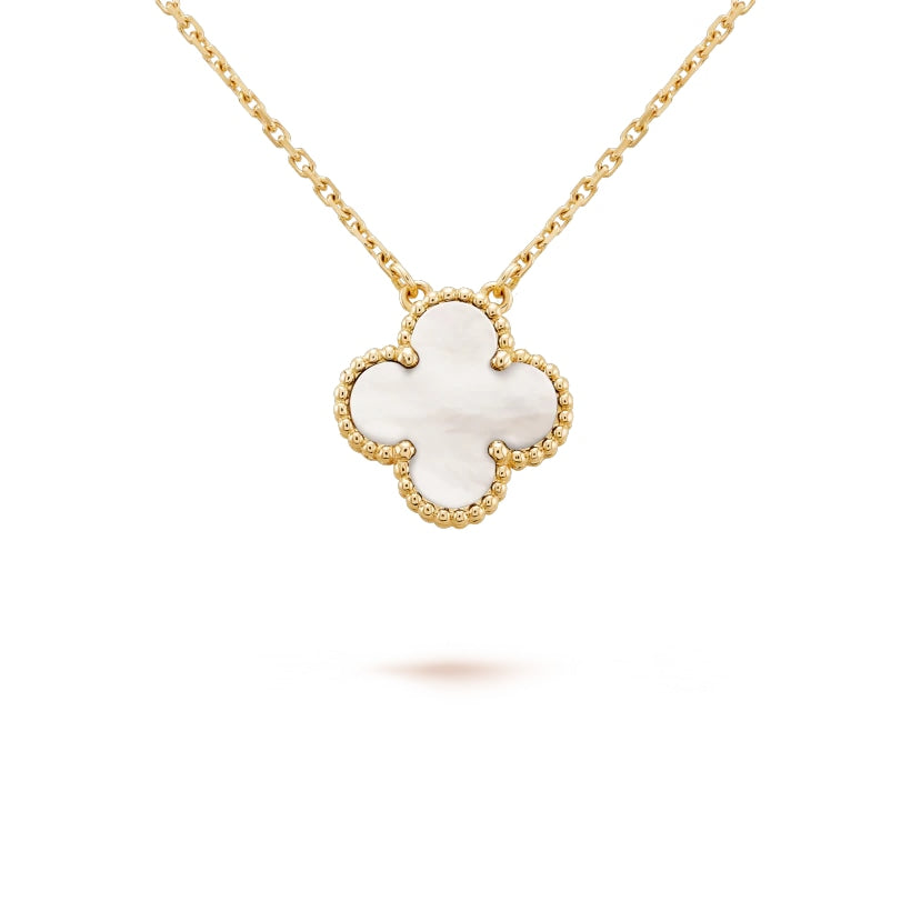 Clover Motif Pendant Necklace, Sterling Silver, 18K Gold Plated, 1 Large Motif - Symbol of Luck & Elegance