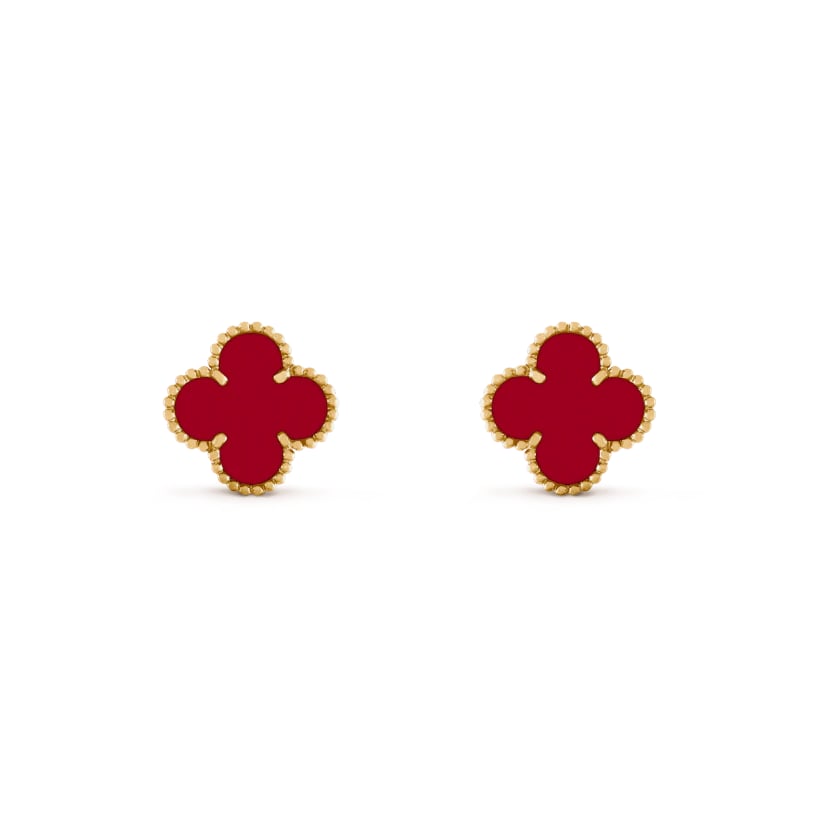 Clover Leaf Earrings, 925 Silver, 18K Gold Plated